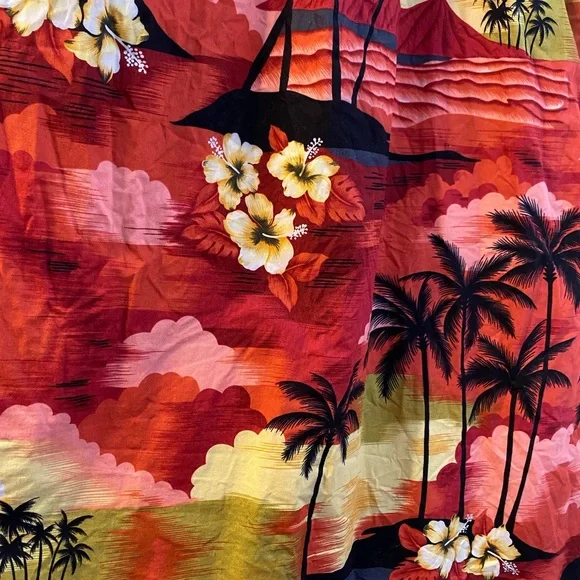 Vtg Aloha Republic 100% cotton red Hawaiian sunset dress.Size Large - Picture 5 of 8